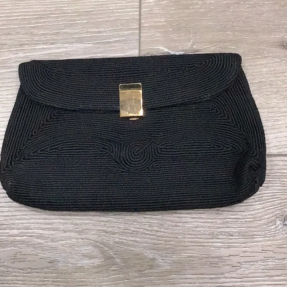 Corde Vintage Black Woven Clutch Bag